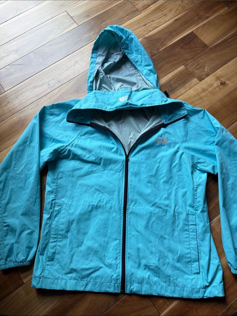 The North Face Women’s Teal Blue Hooded Rain Jacket